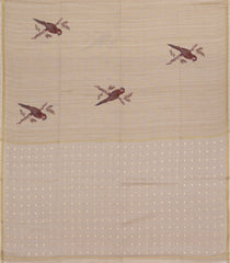 Taupe Woven Synthetic Manipur Silk Saree With Brown Printed Bird Motifs-BL4955
