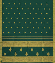 Dark Green Handloom Kanchipuram Silk Saree With Zari Buttas-KA15314