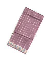 Lilac Handloom Tussar Silk Saree With Printed Stripes & Contrast Madhubani Pallu-TU3009