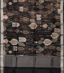 Black Woven Pure Organza Silk Saree With Printed Floral Motifs-PS0600
