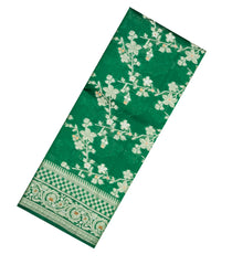 Dark Green Woven Dupion Silk Saree With Floral Jaal Motifs-DS0516