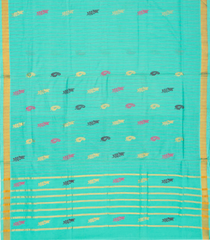 Turquoise Handloom Venkatagiri Cotton Saree With Stripes & Buttas