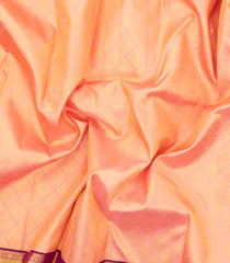 Light Peach Handloom Korvai Kanchipuram Silk Saree With Diamond Motifs-KA14582