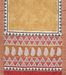 Beige Woven Art Tussar Silk Saree With Printed Floral Motifs-BL4199