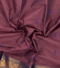 Lilac Woven Chettinad Cotton Saree With Buttas & Contrast Border-CN1931