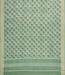 Green Printed Chanderi Cotton Saree With Floral Motifs-CC1441