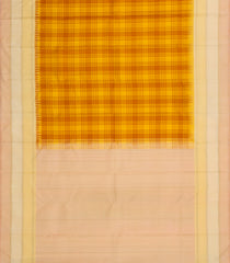 Yellow Handloom Korvai Kanchipuram Silk Saree With Checks-KA13708