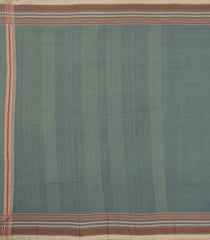 Grey Handloom Chanderi Cotton Saree With Contrast Border-CC1354