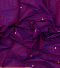 Purple Handloom Kanchi Cotton Saree With Diamond Buttas-KC1717