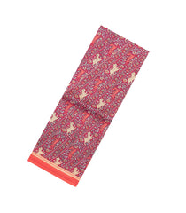 Crimson Printed Silk Saree With Vanasingaram Motifs & Contrast Border-PS0803