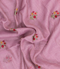 Dusty Pink Embroidered Linen Saree With Floral Motifs-LI0758