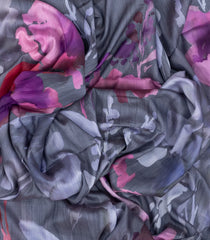 Dark Grey Woven Art Tussar Saree With Printed Floral Motifs-BL3962