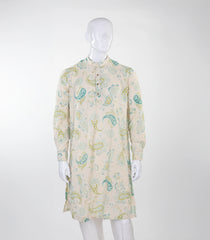 Beige Mid Length Kurta with floral print -EW1110