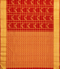 Crimson Handloom Kanchipuram Silk Saree With Zari Checks  & Stripes-KA14435