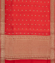 Red Woven Pure Organza Silk Saree With Zari Buttas-KS1112