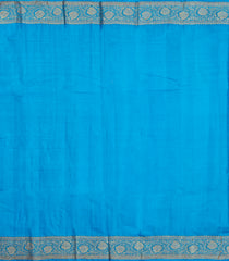Sky Blue Woven Tussar Silk Saree With Floral Buttas-TU3588