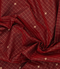 Maroon Handloom Silk Cotton Saree With Checks-SC4300