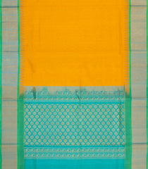 Yellow Handloom Korvai Silk Cotton Saree With Contrast Temple Border-SC4430