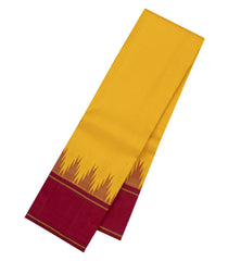Mustard Handloom Korvai Kanchipuram Silk Saree With Contrast Silk Border-KA16814