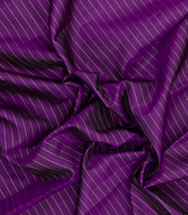 Purple Handloom Kanchipuram Silk Saree With Stripes & Contrast Border-KA16195