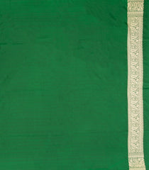 Green Woven Blended Satin Saree With Floral Zari Motifs-BL6009