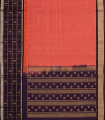 Red Handloom Silk Cotton Saree With Checks & Contrast Border-SC3941