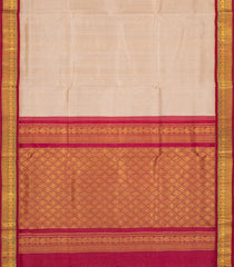 Taupe Handloom 9 Yards Korvai Silk Cotton Saree With Contrast Border-SC3751