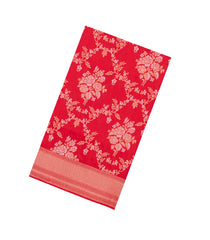 Red Handloom Banarasi Silk Saree With Meena Floral Motifs-BE1769