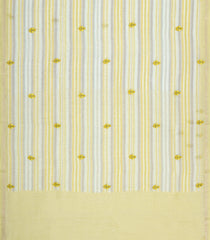 Yellow Handloom Linen Saree With Embroidered Floral Motifs-LI0769