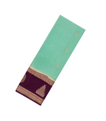 Aquamarine Woven Art Crepe  Saree With Stone Work In Contrast Border-BL5145