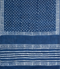 Indigo Printed Jaipur Cotton Saree With Floral Motifs-JC1448