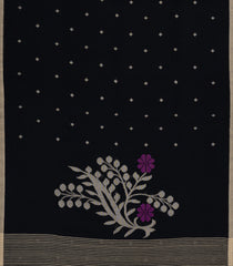 Black Woven Bengal Cotton Saree With Diamond Motifs-BG1818