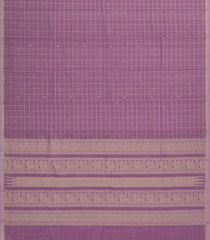 Lavender Handloom Kanchi Cotton Saree With Checks & Buttas-KC1756