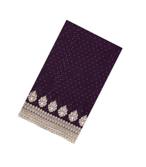 Dark Purple Woven Synthetic Viscose Saree With Embroidered Floral Motifs-BL4862