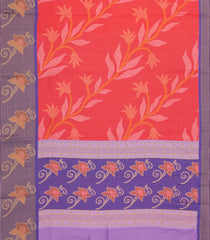 Red Printed Art Tussar Saree With Zari Border-BL5004