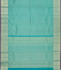 Cyan Handloom Kanchipuram Silk Saree With Floral Zari Motifs-KA13654