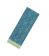 Blue Woven Pure Silk Saree With Printed Floral Motifs-PS0655
