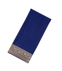 Blue Handloom Banarasi Khadi Georgette Saree With Floral Border-BE1271
