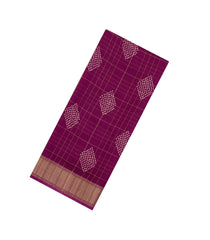 Burgundy Woven Synthetic Moss Chiffon Saree With Checks-BL4711