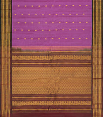 Pink Handloom Gadwal Silk Cotton Saree With Buttas-GA0358
