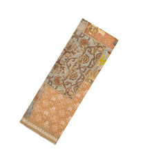 Beige Printed Chanderi Cotton Saree With Floral Motifs-CC1718