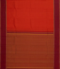 Red Handloom Kanchipuram Silk Saree With Zari Checks & Crimson Border-KA14491