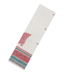 White Handloom Kanchi Cotton Saree With Kamalam Buttas-KC1618