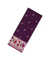 Dark Burugndy Handloom Banarasi Silk Saree With Floral Buttas & Meena Borde-BE1765