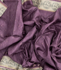 Lilac Woven Art Tussar Silk Saree With Printed Floral Motifs-BL3887