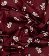 Brown Woven Dupion Silk Saree With Floral Buttas-DS0568