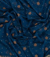 Blue Handloom Bengal Cotton Saree With Floral Motifs-BG1640