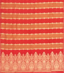 Dark Peach Woven Synthetic Satin Saree With Floral Zari Motifs-BL4852