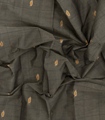 Dark Grey Woven Rasipuram Cotton Sari With Buttas-RA2614