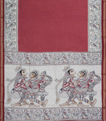 Crimson Printed Blended Cotton Saree With Zari Border-BL5668